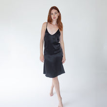 Load image into Gallery viewer, Black Silk Slip Dress
