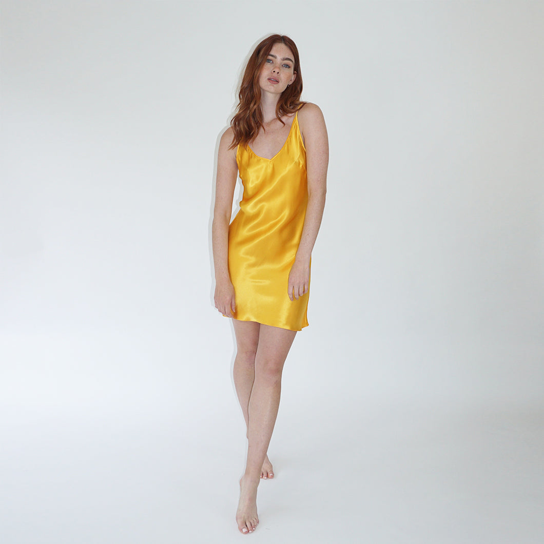 Yellow Silk Slip Dress